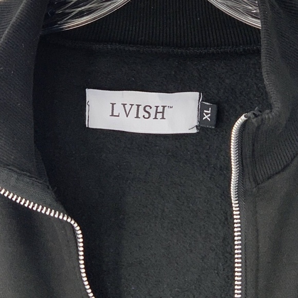 LVISH Men Sweatshirt Full Zip Black Pockets Sz XL - Picture 12 of 13